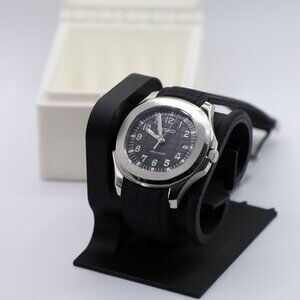 Nautilus Style Automatic Watch | Black Dial & Rubber Strap | Exhibition Case